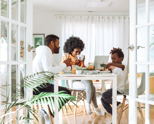 happy family sitting